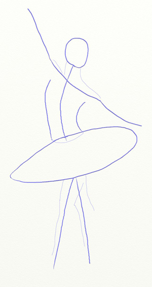 Tenk at ballerinaer er ganske tynne, så prøv å skildre deler av kroppen som ikke er for frodige